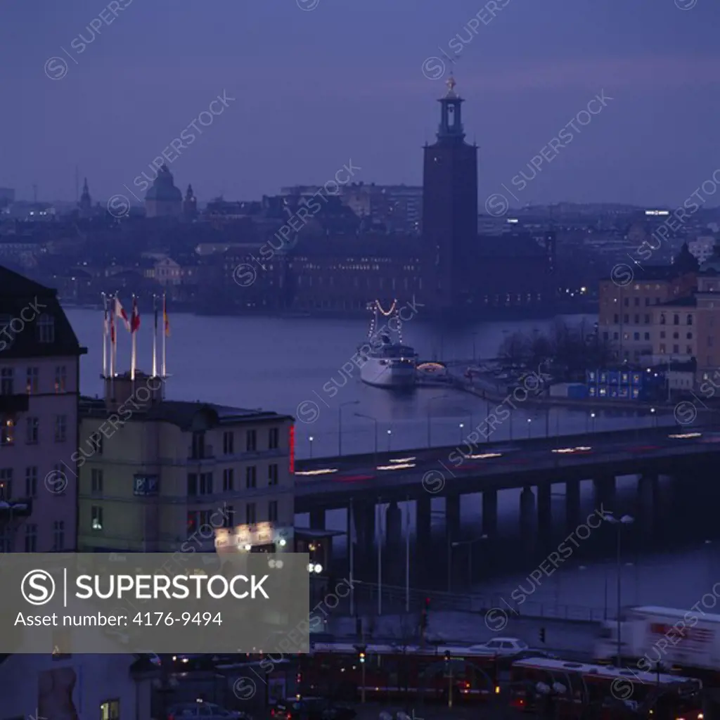Stockholm city at night in Sweden