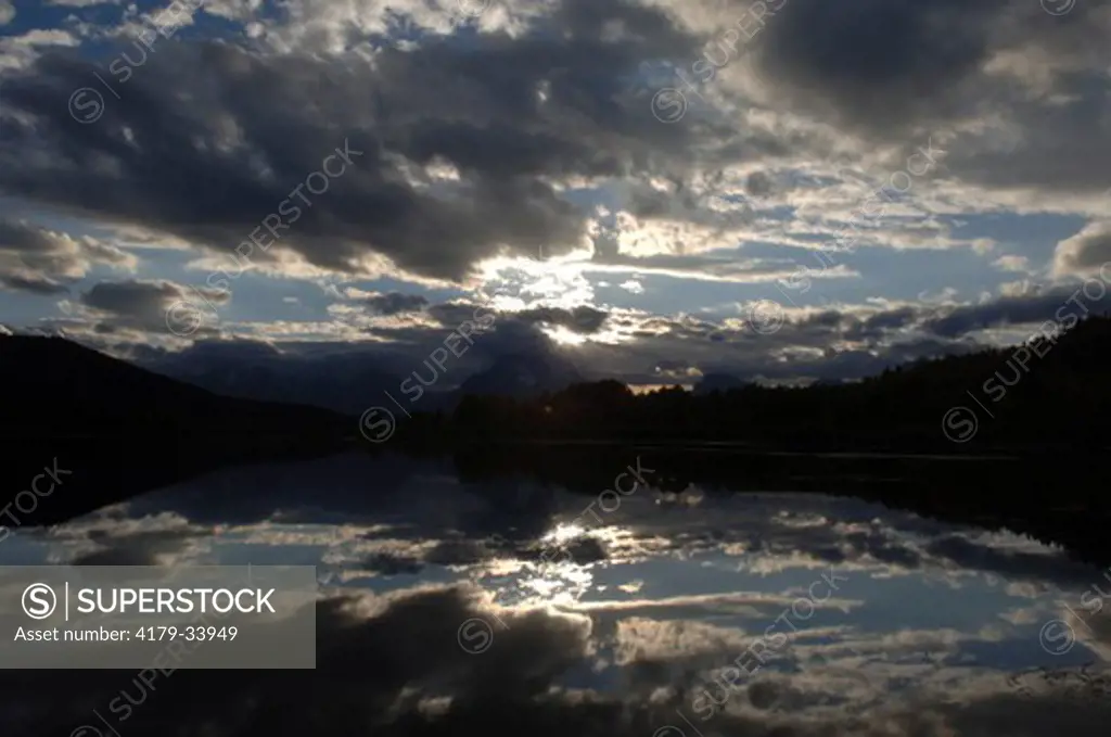 Clouds, Sky & Mount Moran Reflection, Oxbow Bend of Snake River, Grand Tetons NP, WY  September digital capture