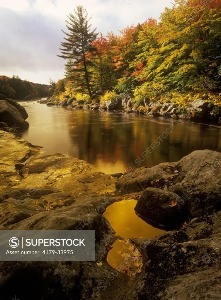 Autumn Colors, Potholes & Reflections, S. Branch Moose River, Autumn, Adirondack Mtns., NY