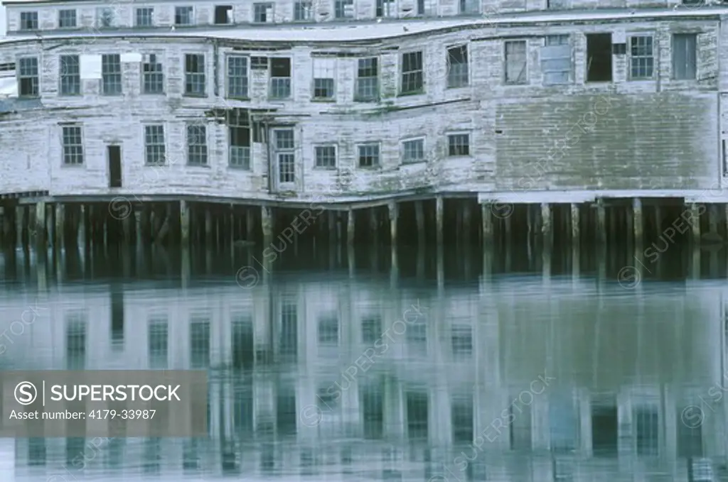 Old Building reflected in the Sea, S. OR Coast