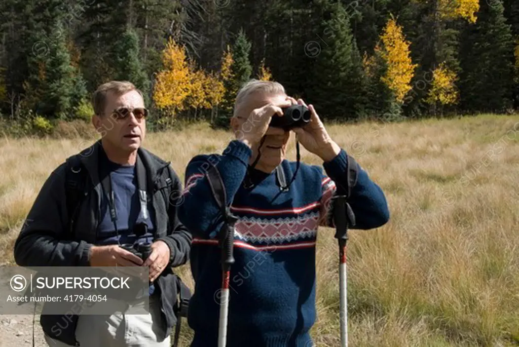 Mike Vining and Donald Ikenberry, Bird watching, Big Meadows Reservoir, Rio Grande National Forest, Colorado, USA, October 2008