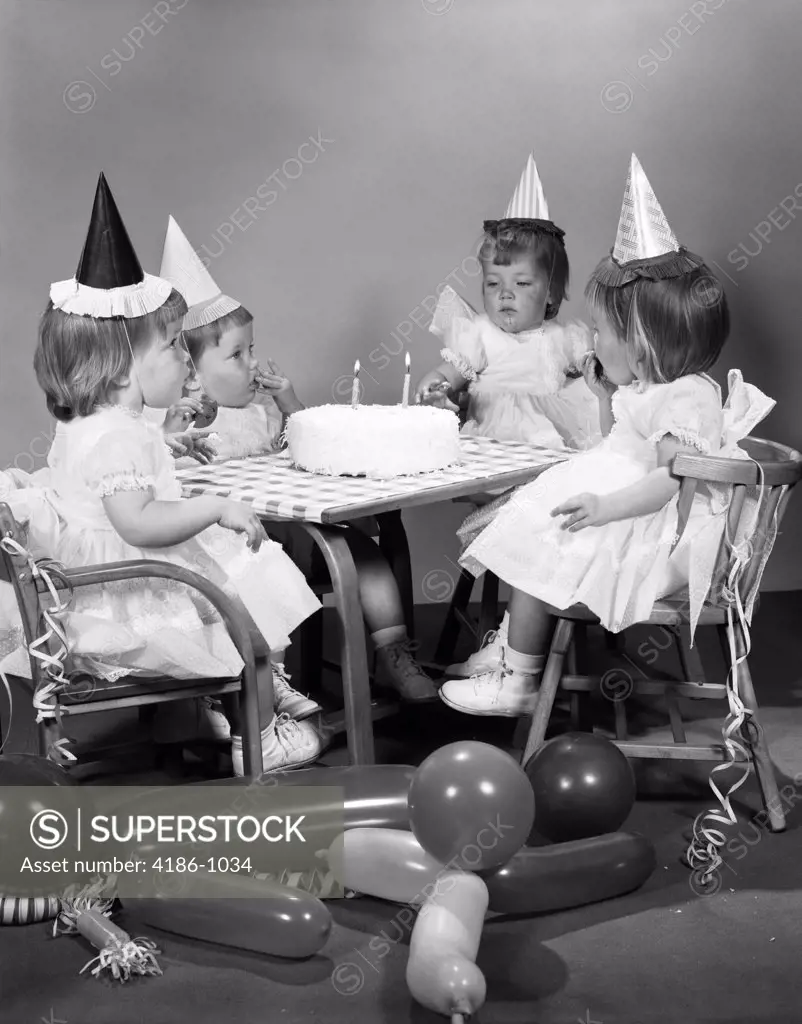 1960S Girl Quadruplets Having Second Birthday Party