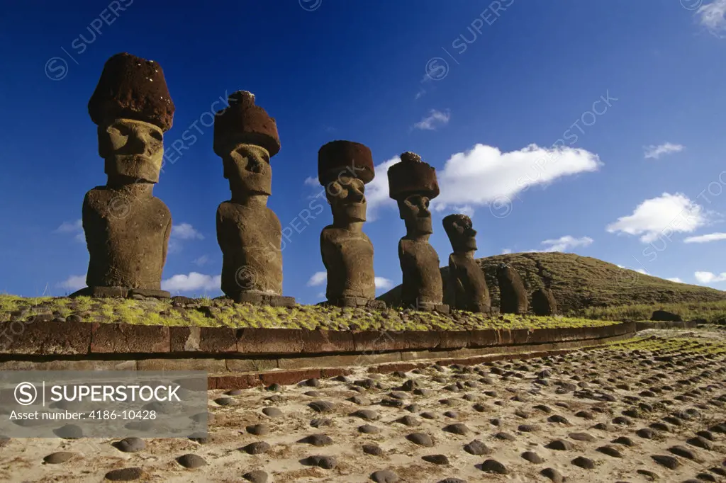 Moai Ahu Nau Anakena Beach Easter Island Chile