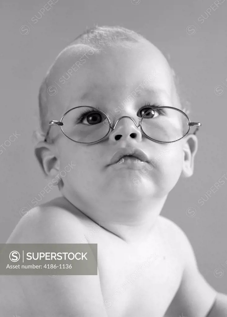 1960S Baby Wearing Wire-Rimmed Granny Glasses