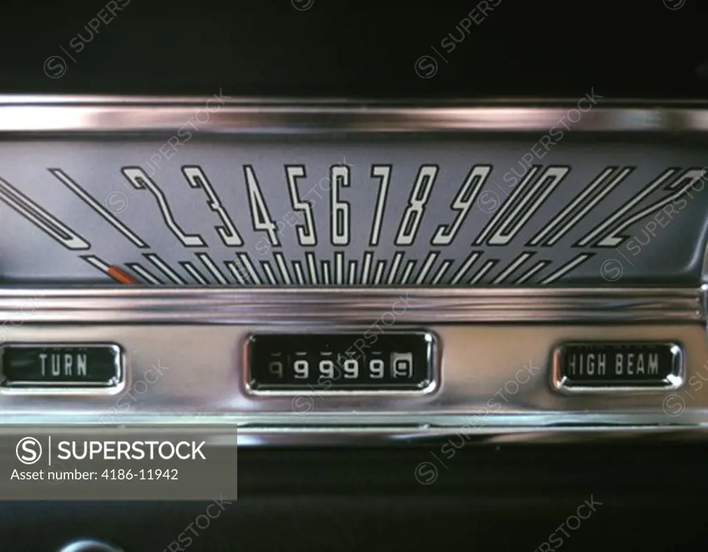 1960S 1970S Automobile Dashboard Speedometer Vintage Car Mileage Reads 99999.9