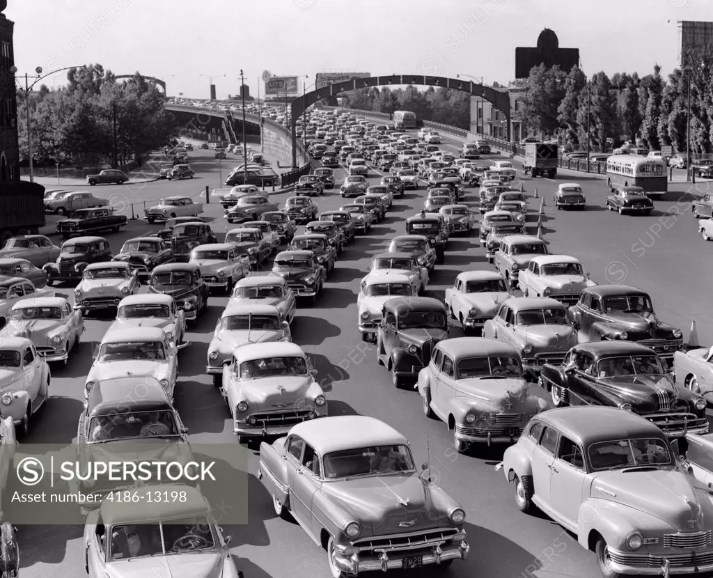 1950S Heavy Traffic Ben Franklin Bridge Philadelphia Pa Outdoor