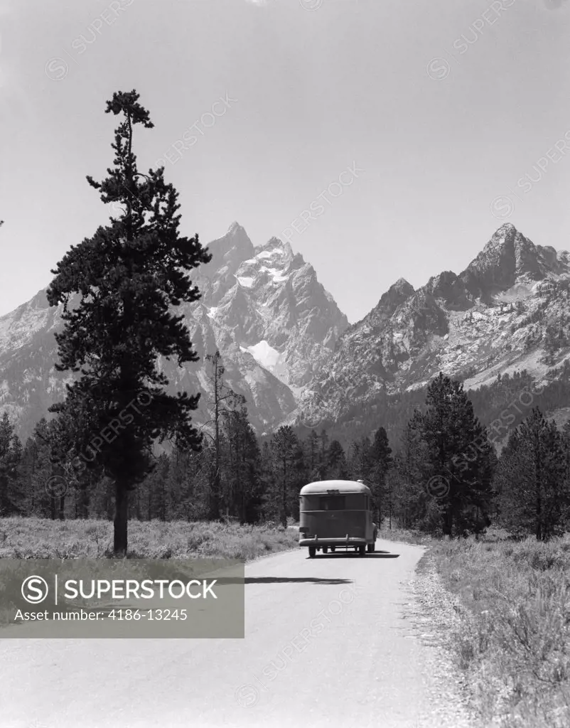 1940S Car Drive Grand Teton National Park Wyoming