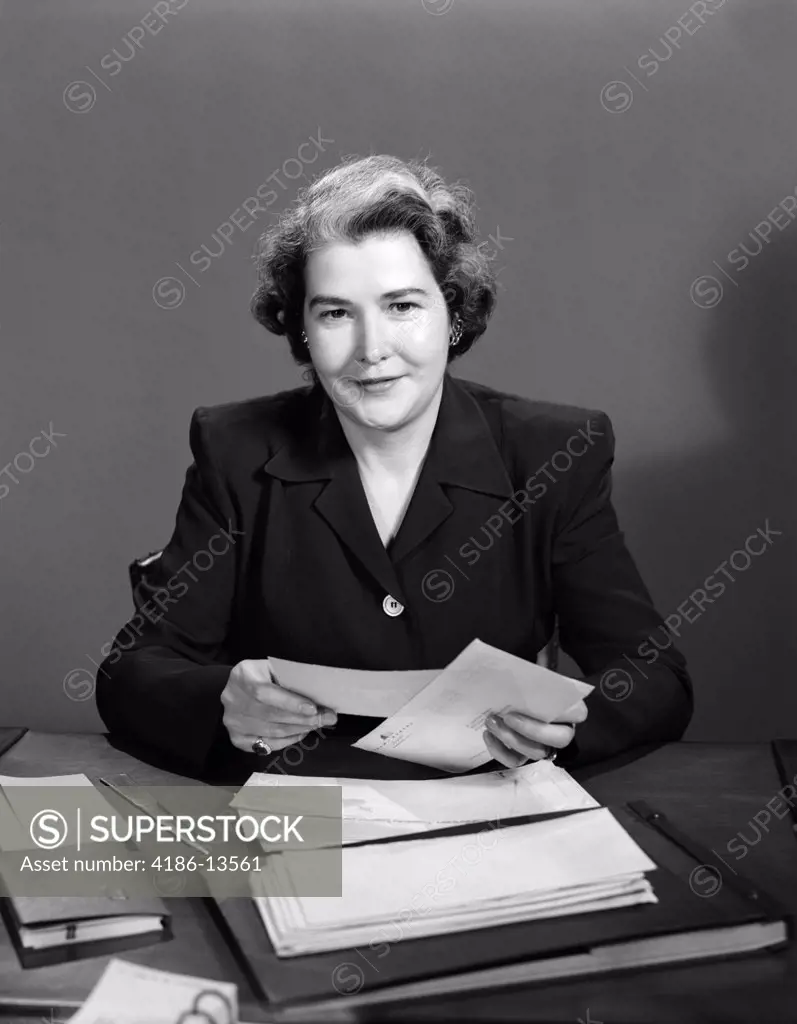 1950S Woman Office Business Paperwork