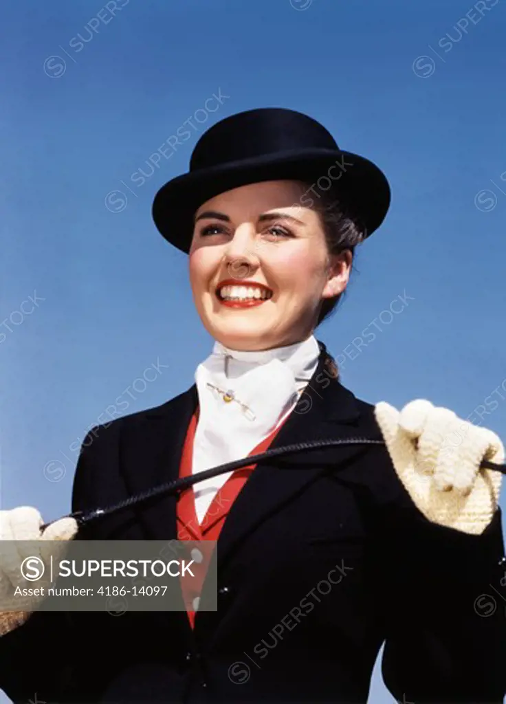 1940S 1950S Portrait Smiling Woman Wearing Equestrian Riding Outfit  