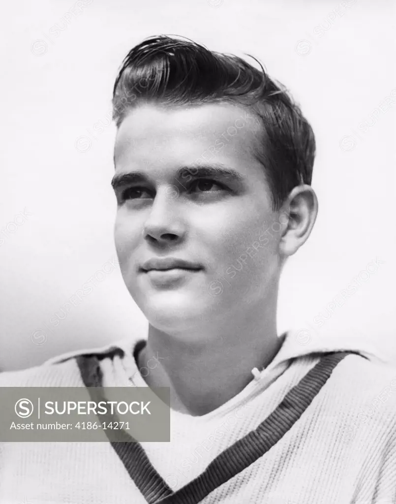1940S Portrait Of Teenage Boy Wearing Vee Neck Shirt