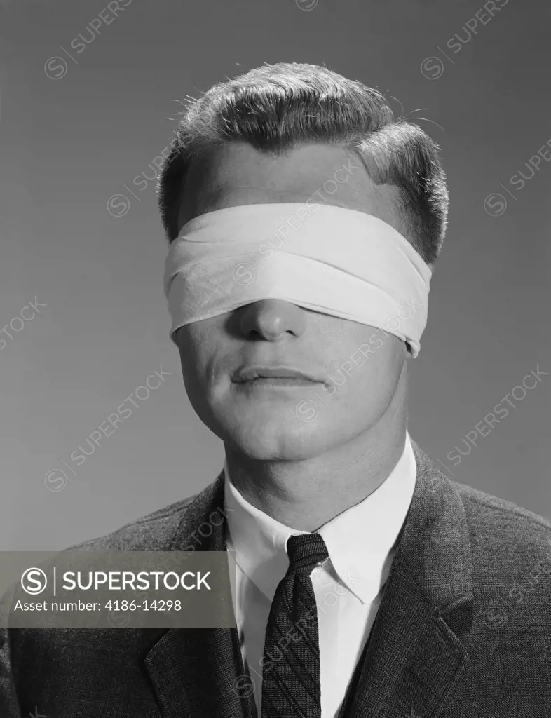 1960S Young Man Wearing Blindfold