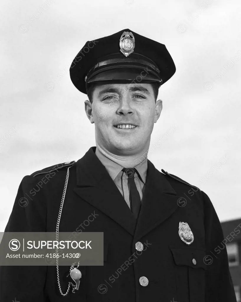 1960S Portrait Waist Up Smiling Police Officer