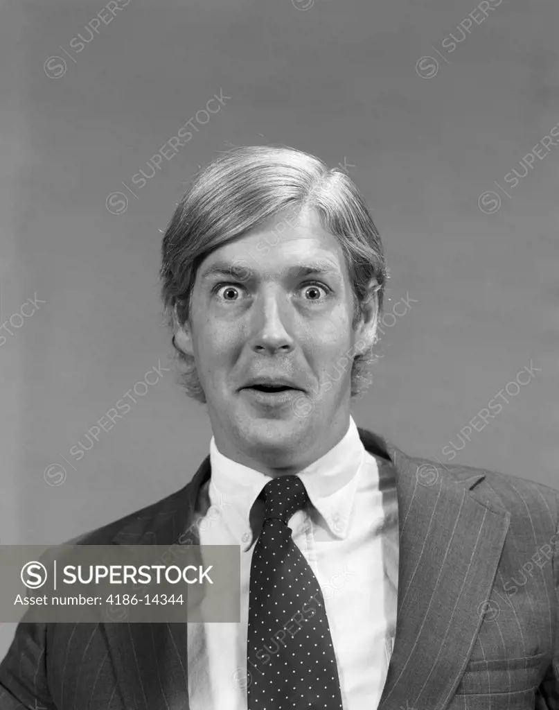 1970S Businessman Exaggerated Facial Expression Shock Wonder Surprise Wow