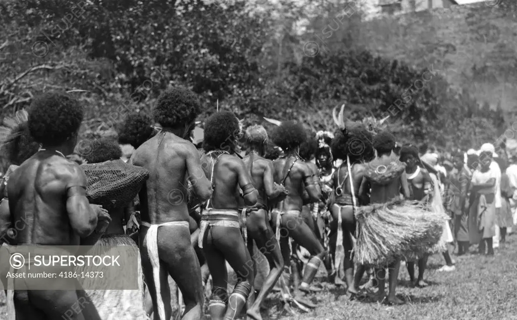 1920S 1930S Group Of Papuan Natives Dancing Port Moresby New Guinea Native Rhythm Dance