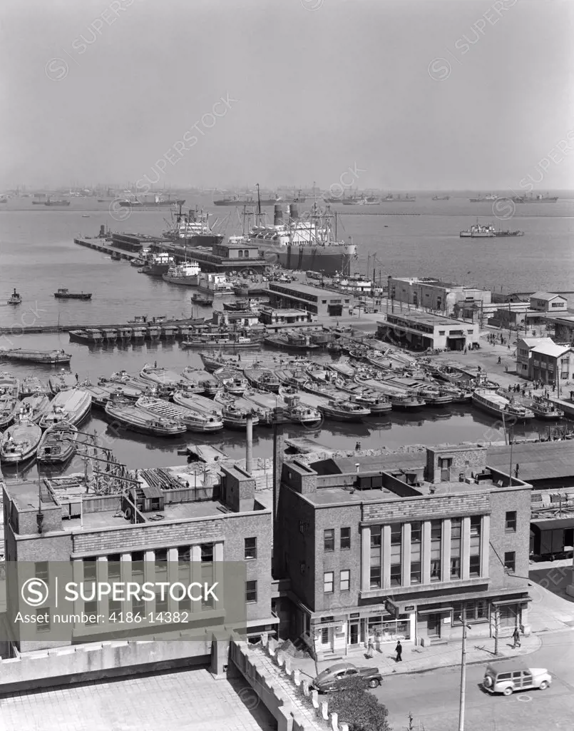 1950S Docks And Pier Harbor Of Yokohama Japan