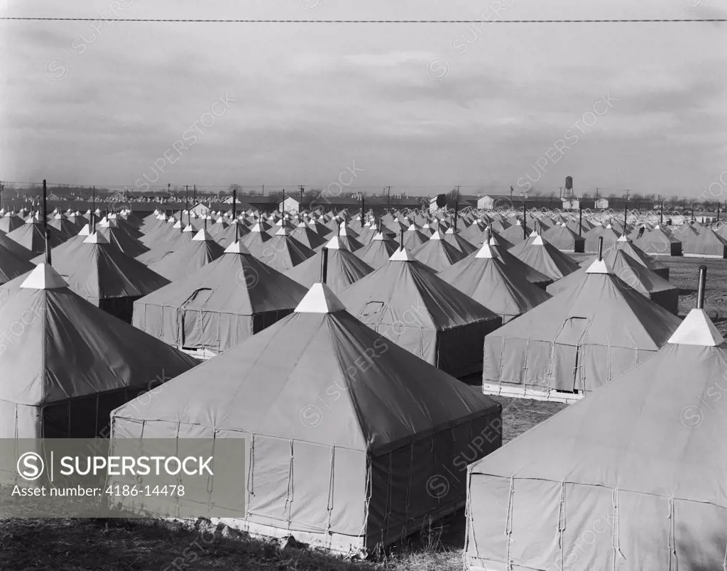1940S Tent City Military Training Quarters For Troops Ww2 Fort Dix Nj 44Th Division National Guard