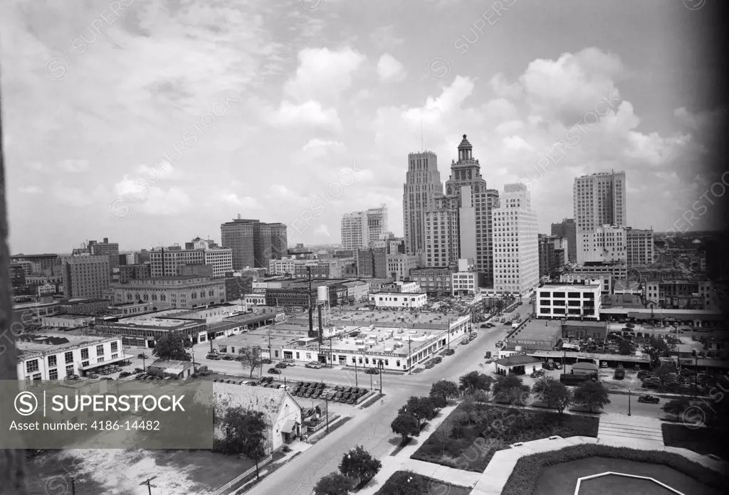 1940S Skyline Of Business District Of Houston Texas From City Hall