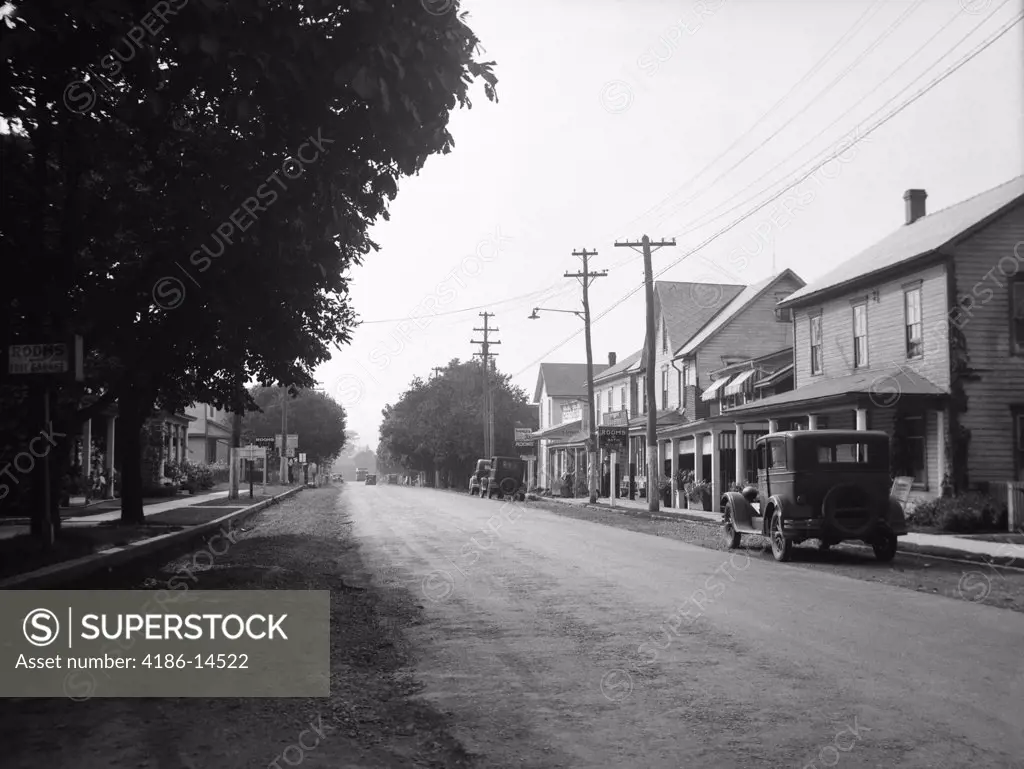 1930S Jennerstown Pennsylvania Looking Down The Main Street Of This Small Town
