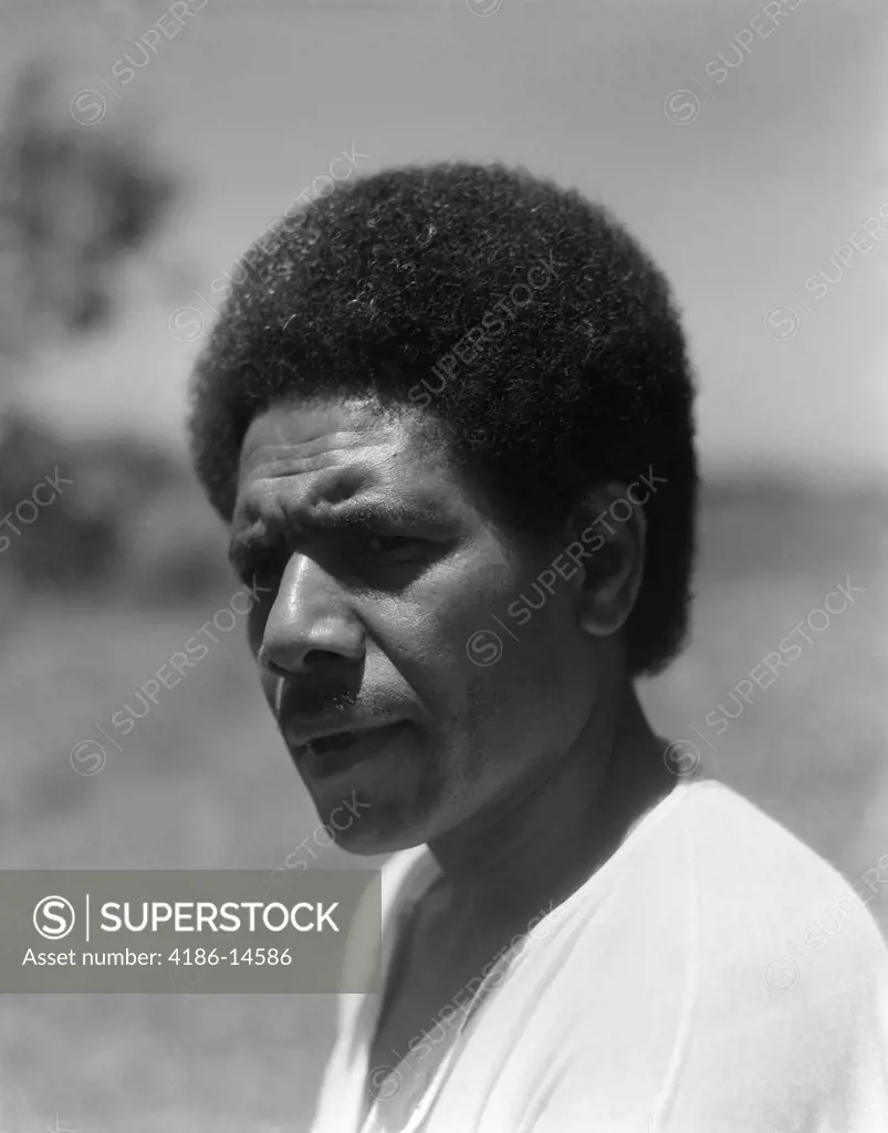 1930S Portrait Of Fijian Man Native Head Shoulders Serious Expression