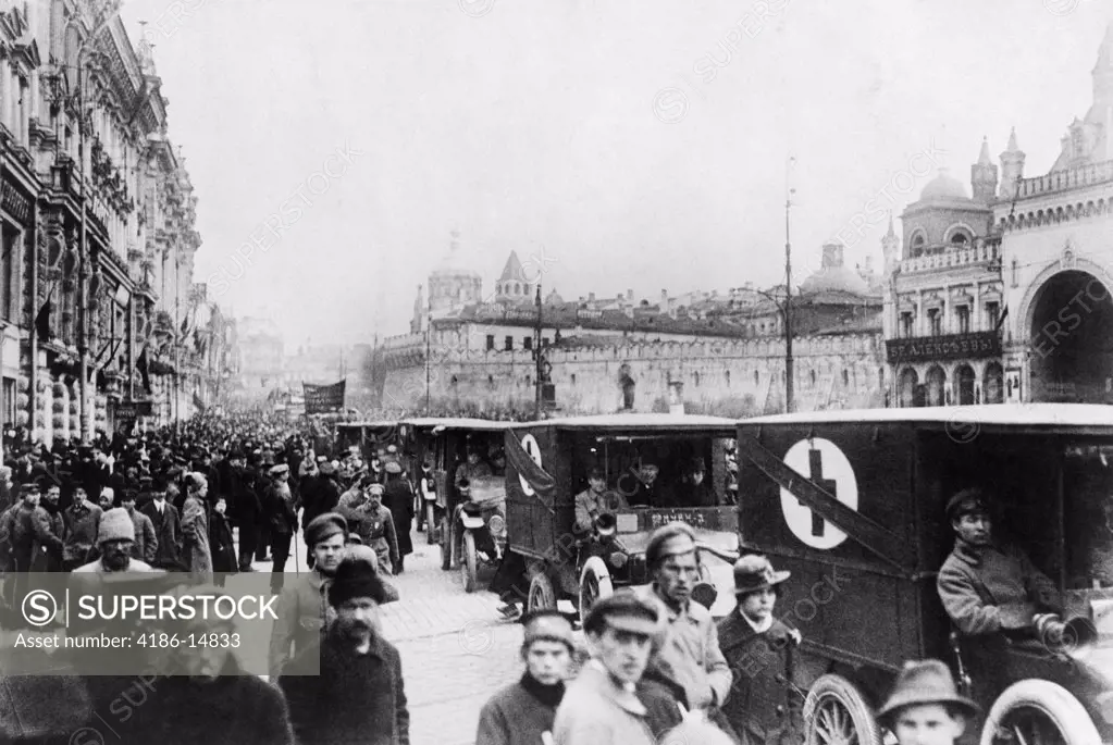 1910S 1917 Petrograd Revolutionist St. Peter & Paul Russian Revolution Red Cross Ambulances From World War I