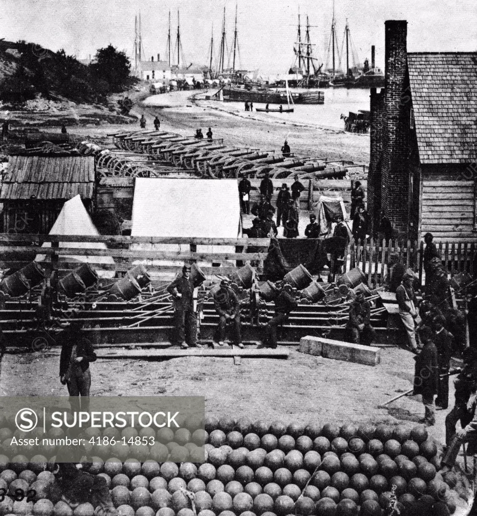 1860S 1800S June 1865 Mathew Brady Photo Of Ulysses S Grant'S Union Supply Depot City Point Virginia