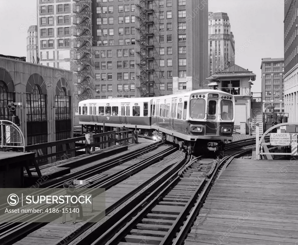 1960S 1970S Chicago Public Transportation El Train Turning Into The Loop On Wells Street