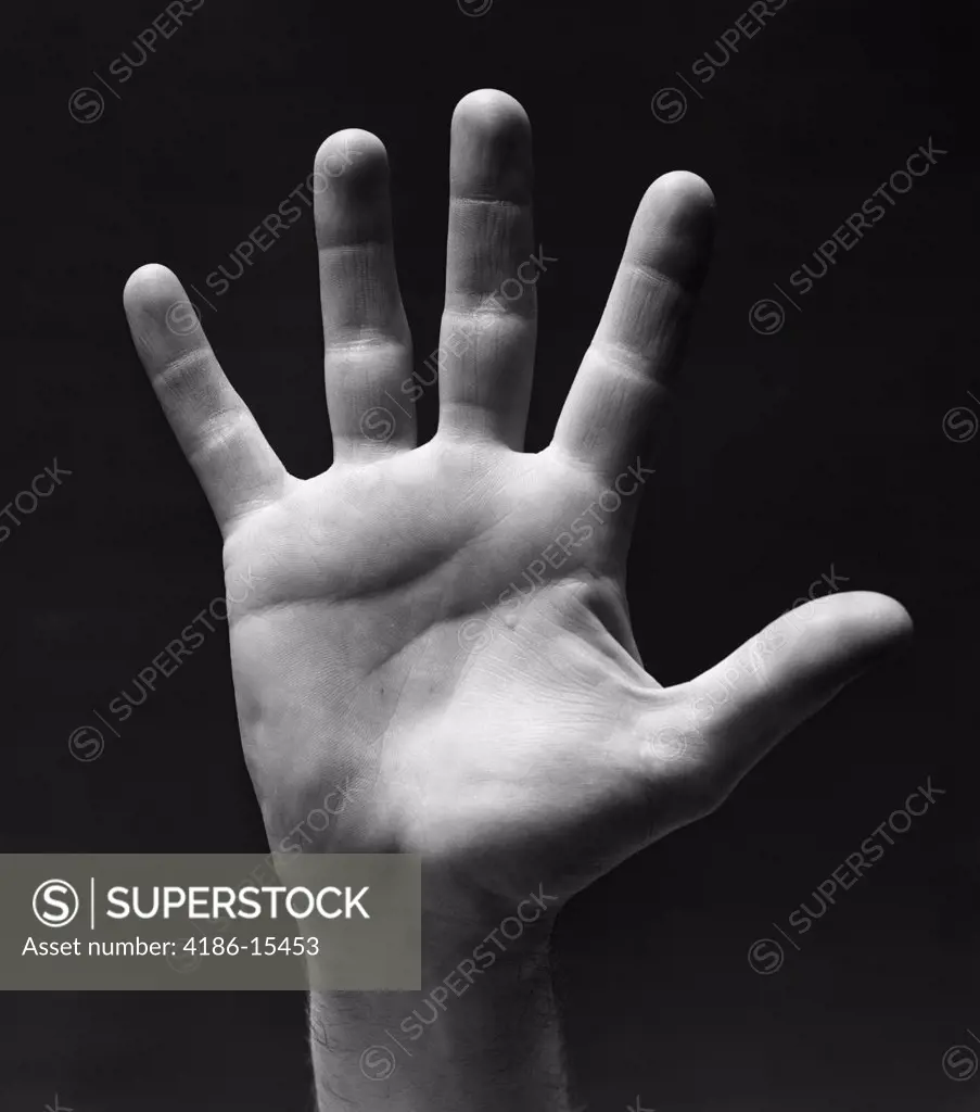 1930S Palm Of Man'S Hand Gesture Of Stop Halt