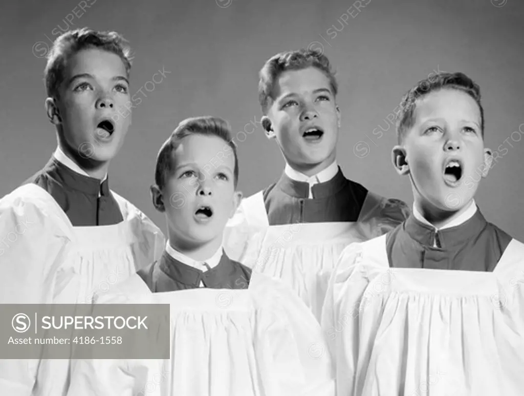 1950S 1960S Four Choir Boys Singing  
