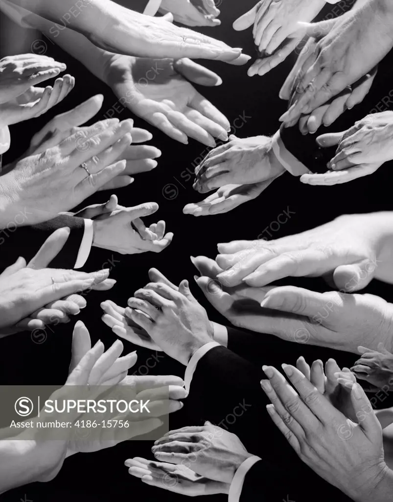 1950S Montage Of Many Man And Woman Hands Clapping