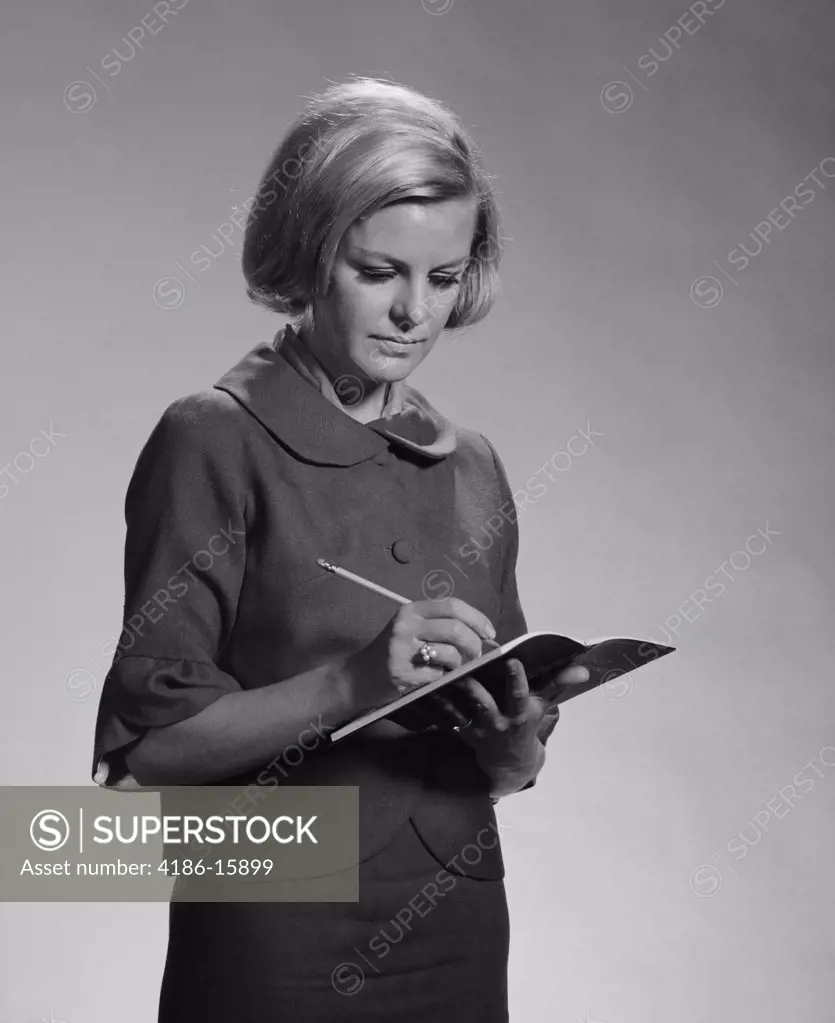 1960S Blond Woman Secretary Teacher Taking Notes