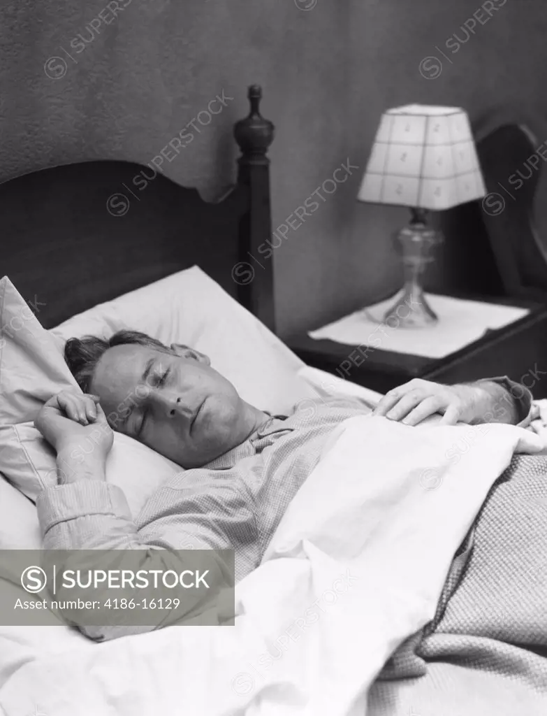 1930S Man Sleeping Asleep In Bedroom