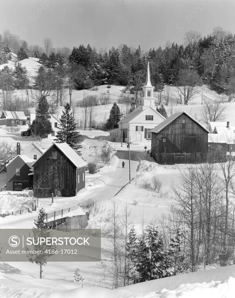 1970S Winter Scenic Of Waits River Junction Vermont