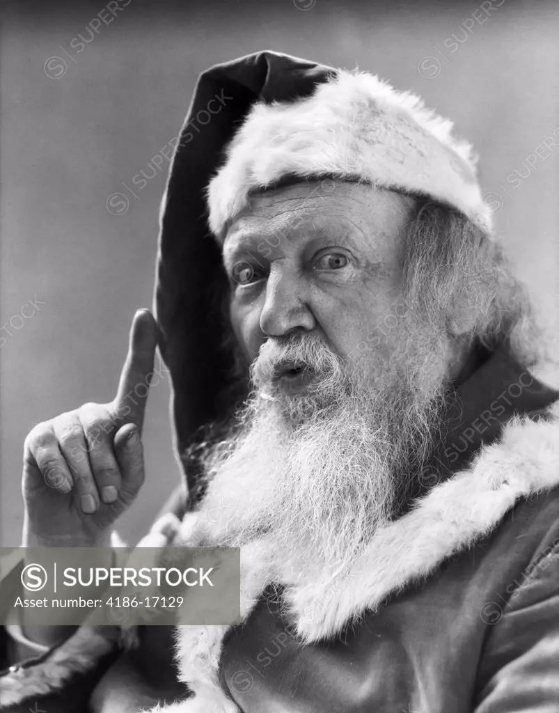 1930S Portrait Santa Claus Pointing Finger In Warning