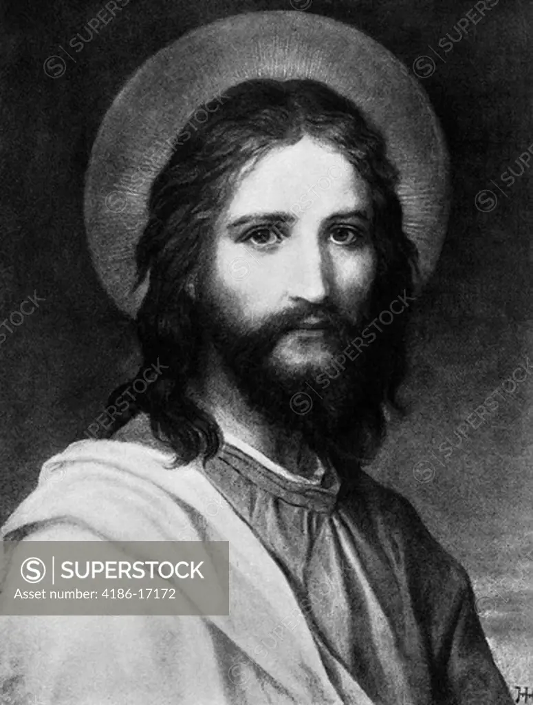 Painting Titled The Christ Portrait Of Jesus Christ With Halo