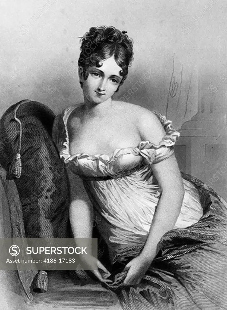 1800S Madame Recamier The Most Beautiful Woman In Europe Wearing Empire Waist Dress Showing Bare Shoulders