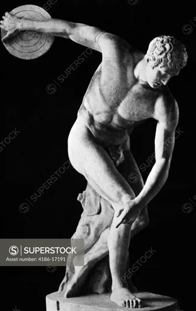 Classical Nude Figure Discus Thrower By Greek Sculptor Myron