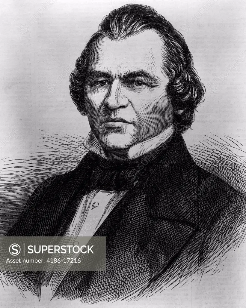 Portrait Andrew Johnson 1808 - 1875 17Th American President After Lincoln Assassination Impeached And Acquitted