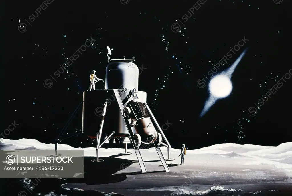 Illustration Of Space Scene Astronauts