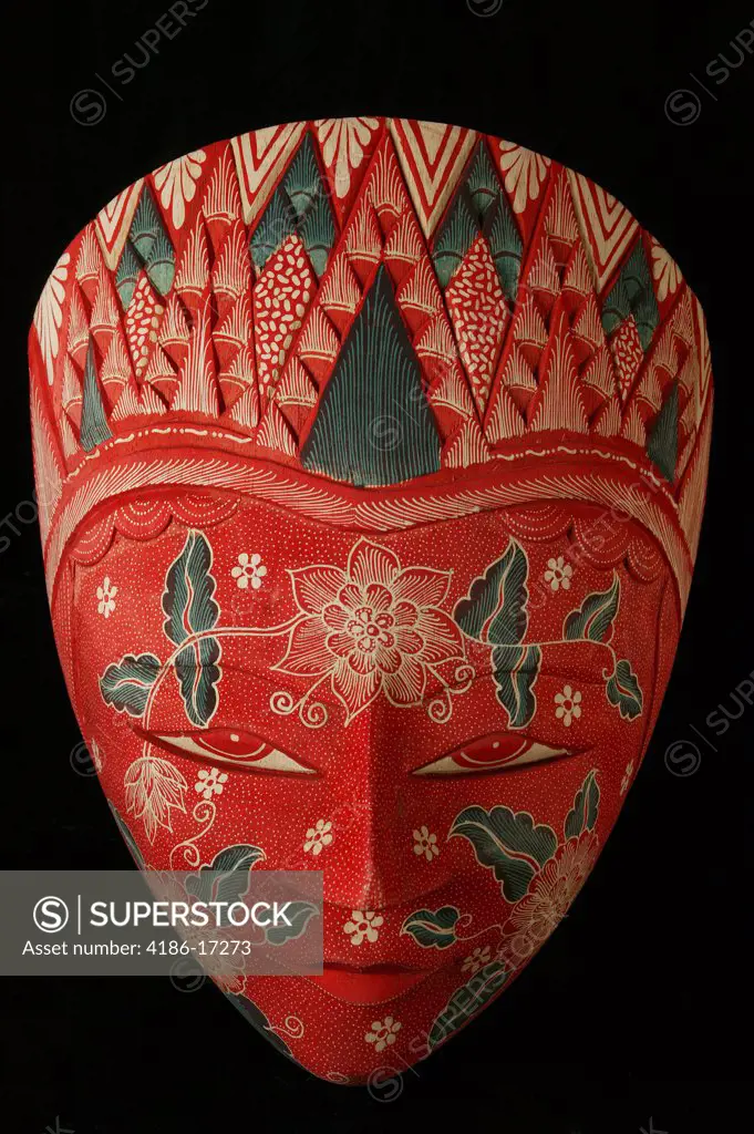 Ornate Red Painted Tribal Mask