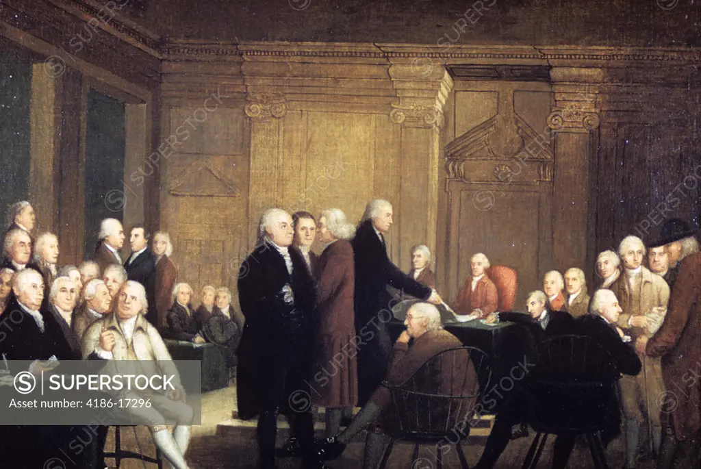 Painting Of First Continental Congress Voting For Independence Freedom July 4 1776 By Pine