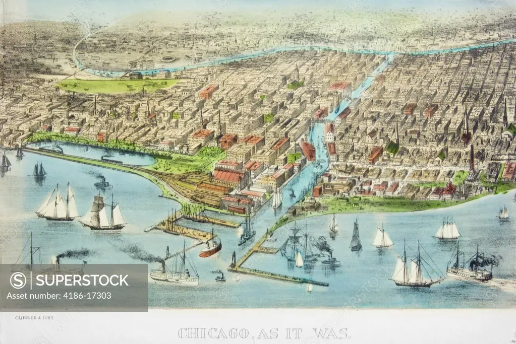 Currier & Ives Illustration Of Chicago Circa 1871