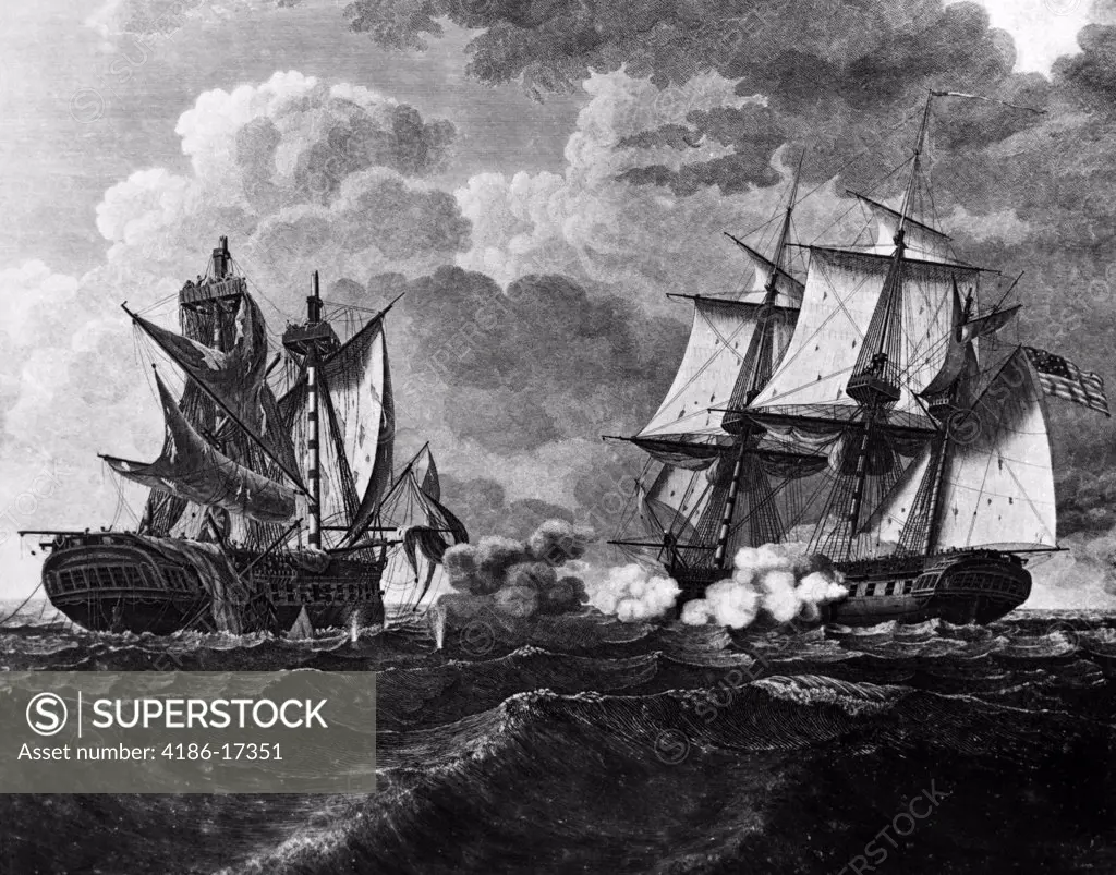 Painting Of Ship Battle With Macedonian Being Captured By Us Frigate In 1812