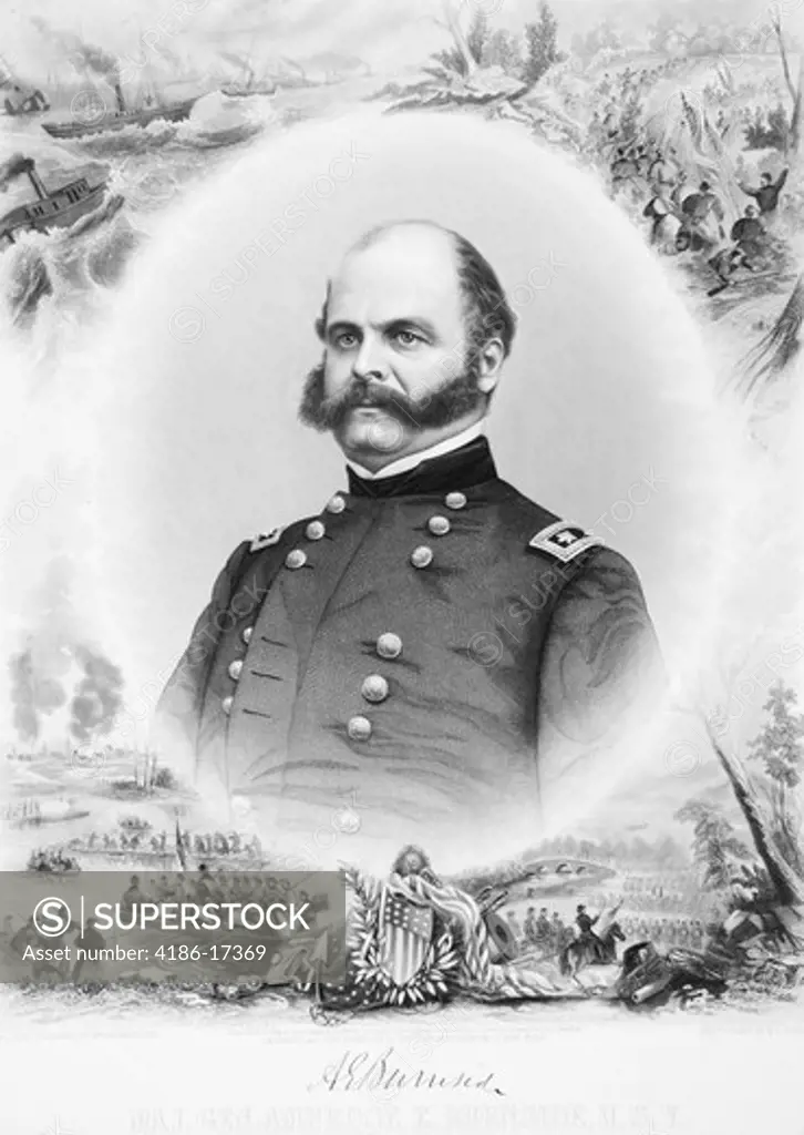1800S 1860S Portrait Major General Ambrose E Burnside Union Army Style Of Facial Hair Sideburns