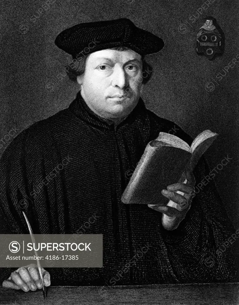Portrait Martin Luther 1483-1546 Great German Leader Protestant Reformation Religious Leader After Painting By Holbein