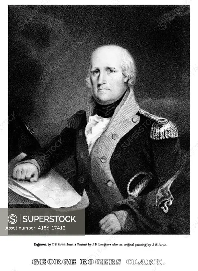 General George Rogers Clark 1752 - 1818 American Revolution Hero And Explorer Battle Vincennes 1779 Kaskaskia 1178