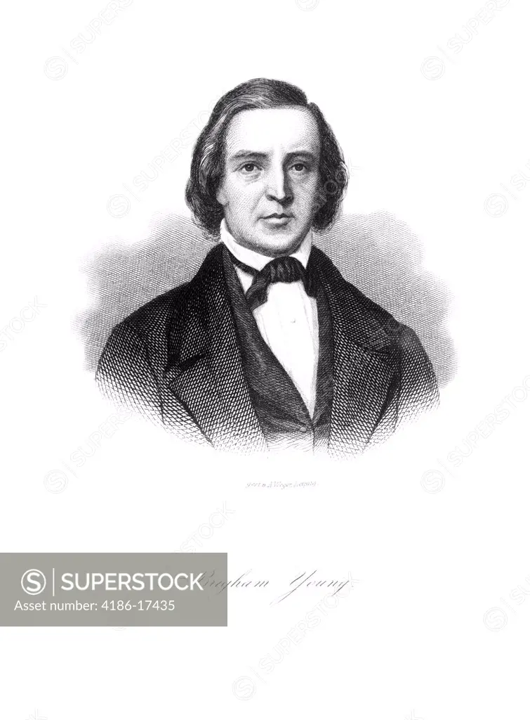 Portrait Brigham Young 1801 - 1877 Mormon Religious Leader Led Emigrants West Settled Utah Salt Lake City