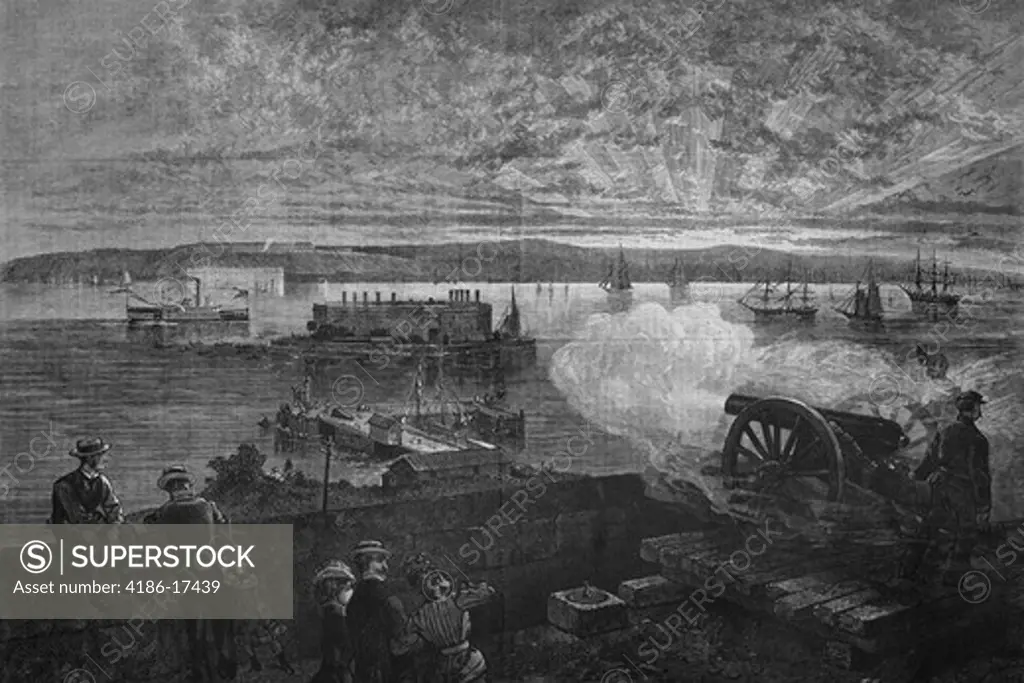 1870S 1879 View Of Staten Island From Fort Hamilton Brooklyn New York Future Site Of Verrazano Narrows Bridge Illustration By Charles Graham