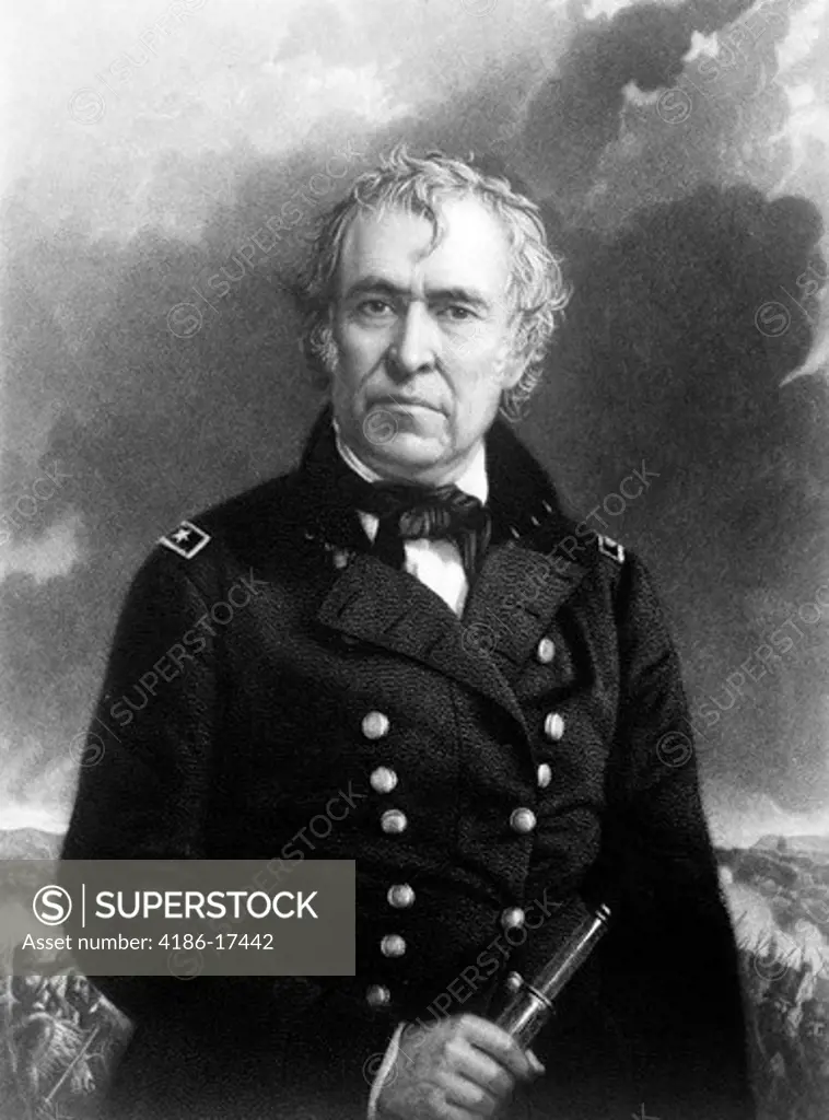 1800S Portrait Zachary Taylor In Military Uniform 12Th American President