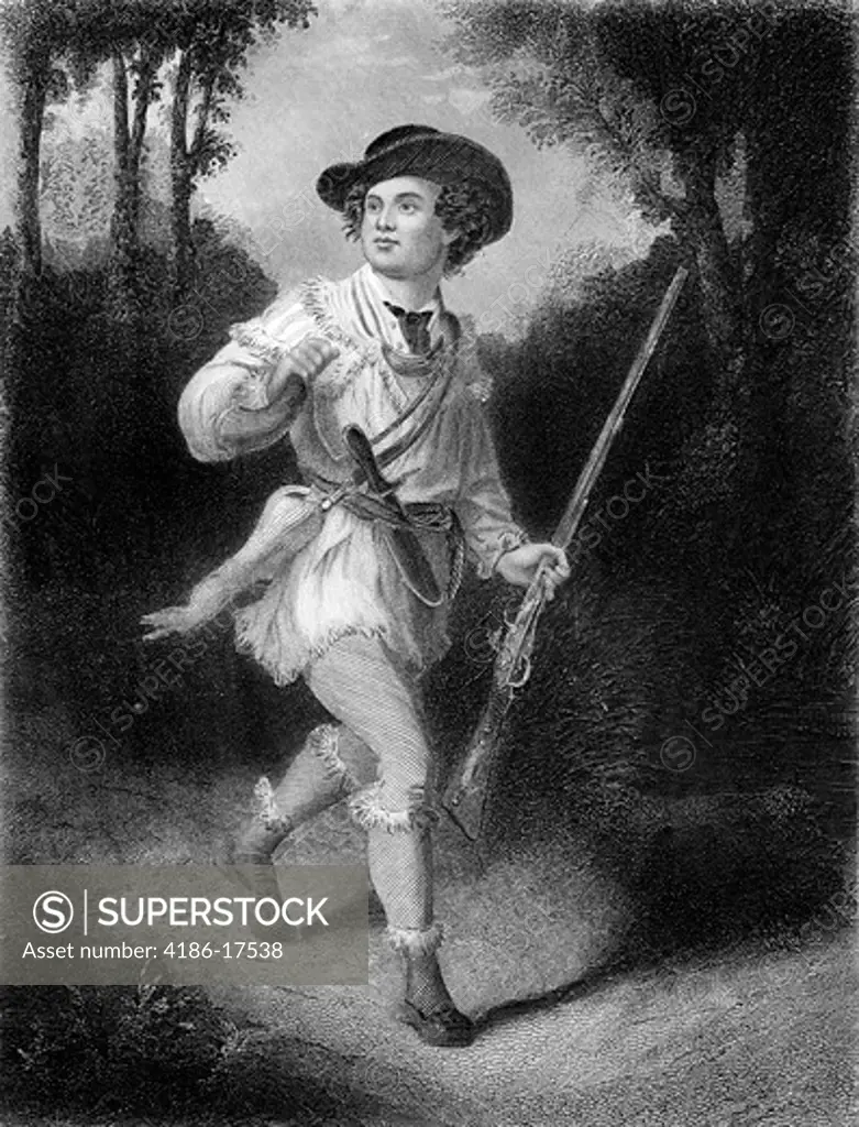 1700S 1770S A MorganS Rifleman Wearing Fringed Hunting Coat And Rifle