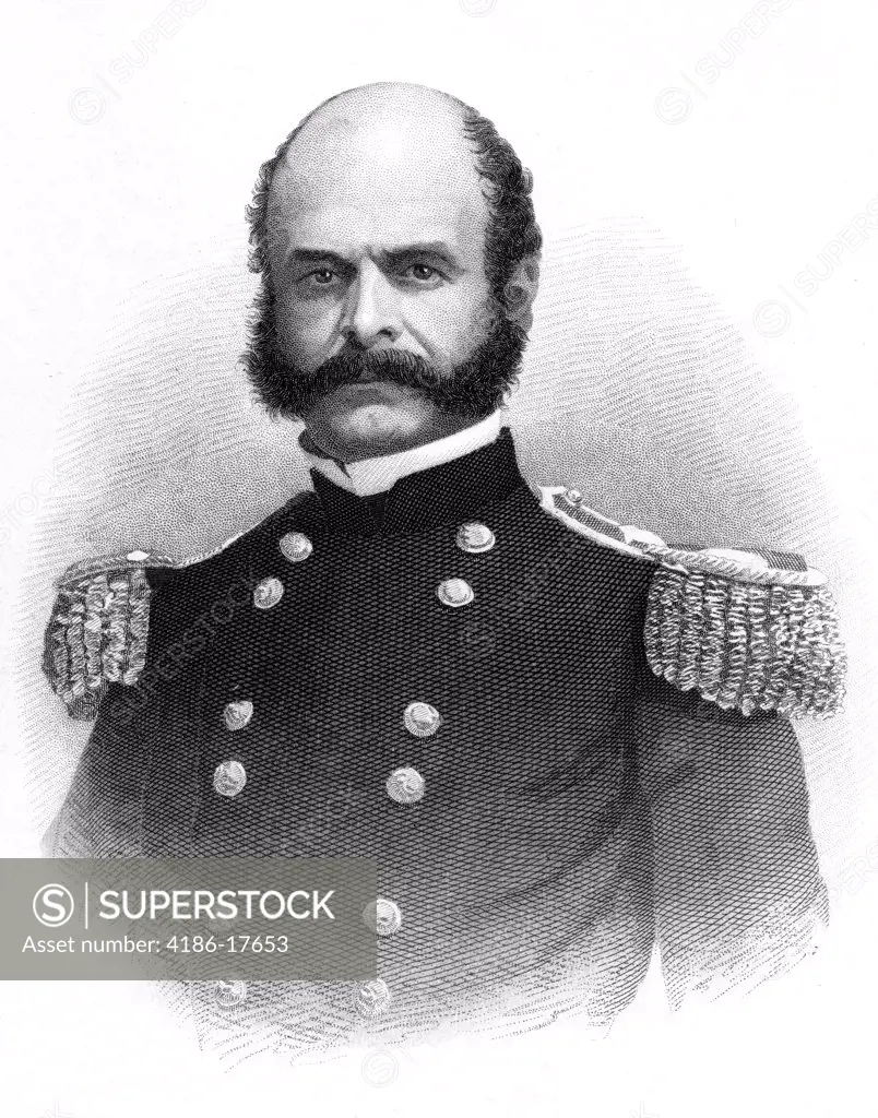 1800S 1860S Portrait Ambrose Burnside General Union Army American Civil War Inspired Word Sideburns